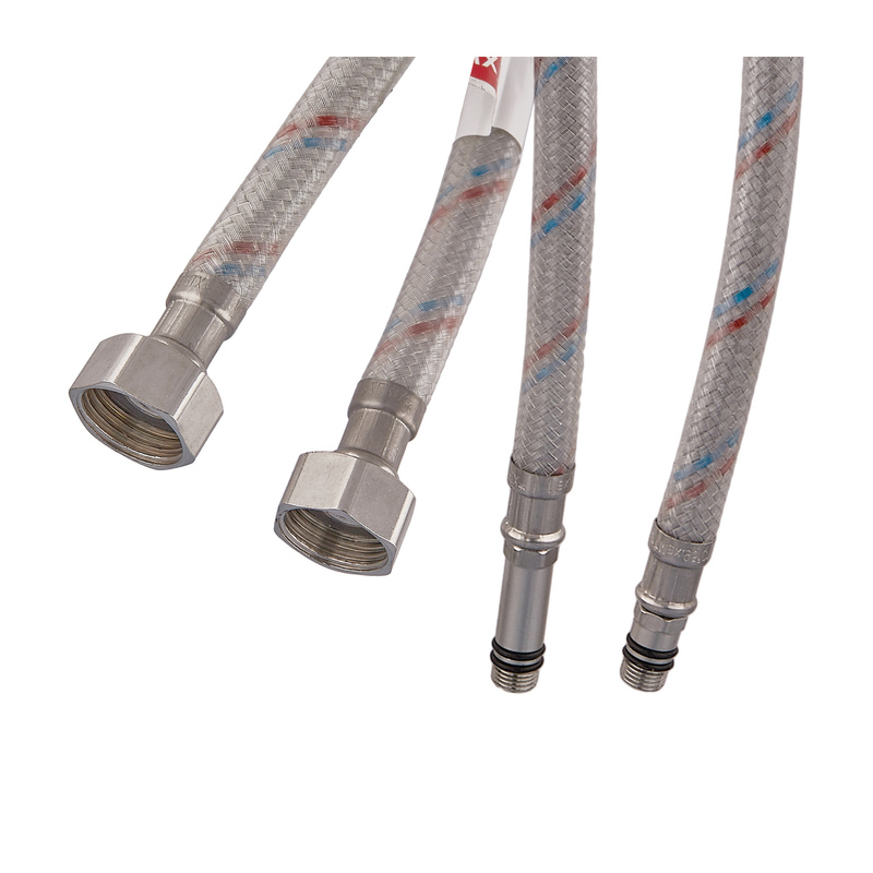 Гнучкі шланги для змішувача гайка 1/2'' - Штуцер M10 (80 см) 2 шт (силик. оболонка) Zerix (ZX3031)