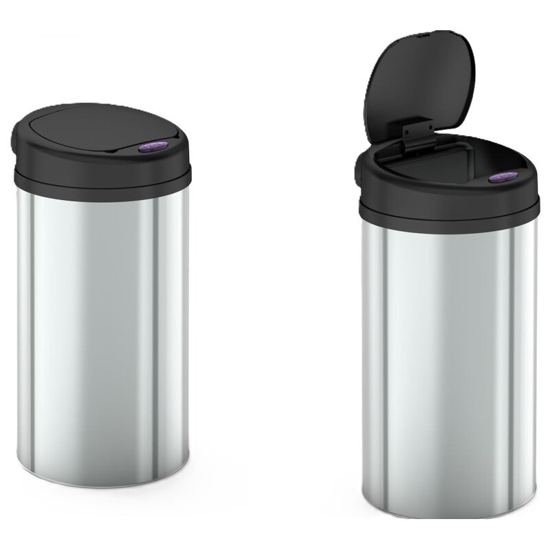 Відро для сміття сенсорне кругле Mixxus Premium Ellipse-TC0109 Chrome-Black 9л (хром-чорне) (MI7083