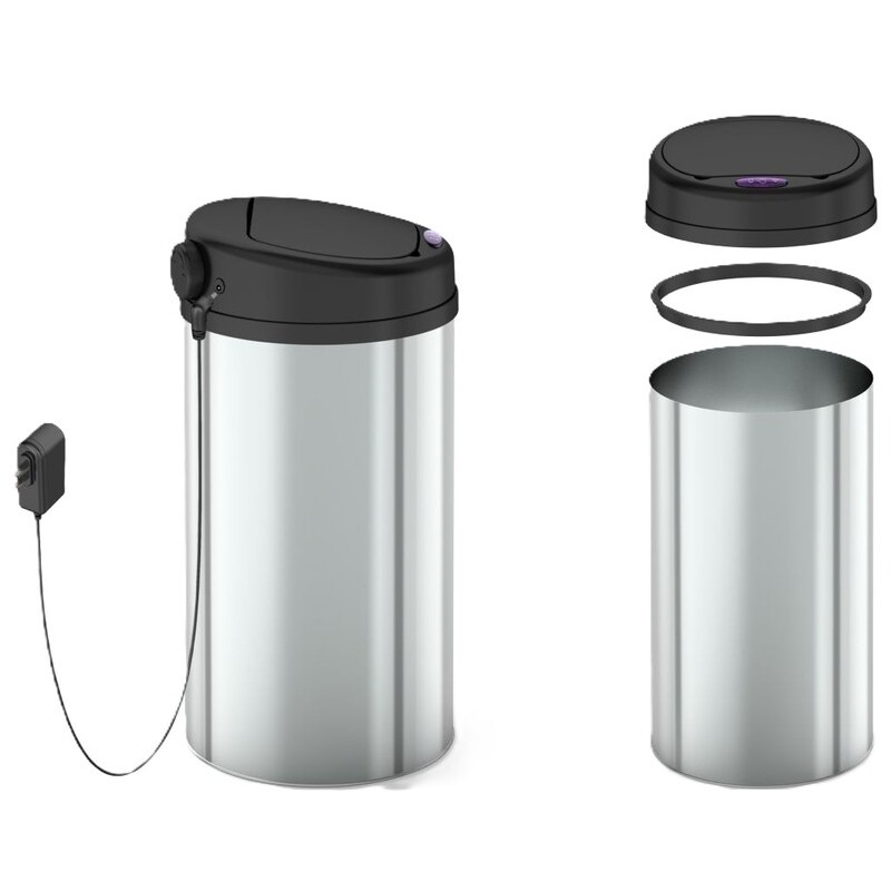 Відро для сміття сенсорне кругле Mixxus Premium Ellipse-TC0109 Chrome-Black 9л (хром-чорне) (MI7083
