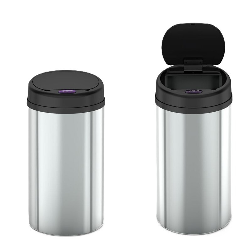 Відро для сміття сенсорне кругле Mixxus Premium Ellipse-TC0109 Chrome-Black 9л (хром-чорне) (MI7083