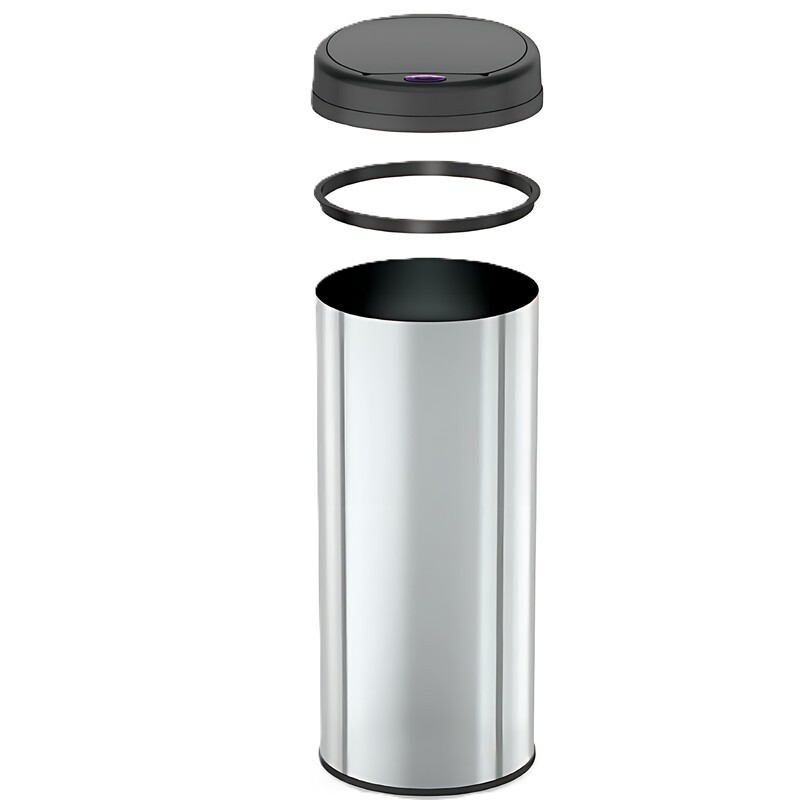 Відро для сміття сенсорне кругле Mixxus Premium Ellipse-TC0109 Chrome-Black 9л (хром-чорне) (MI7083