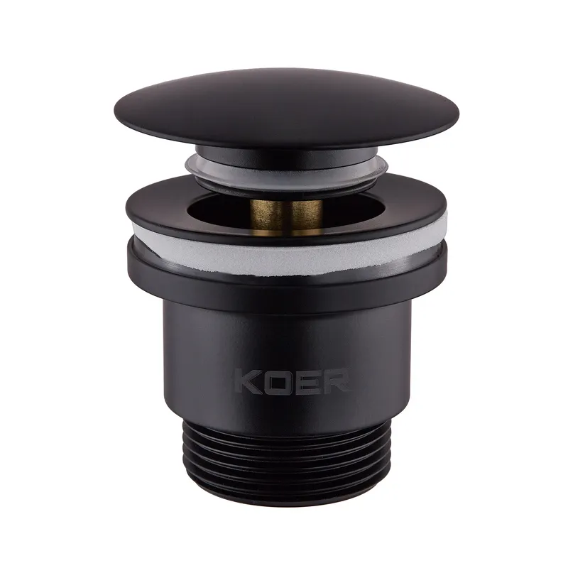 Донний клапан для умивальника Koer PW-01-05 1 1/4'' (кнопка) (Чорний) (KR3403)