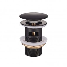 Донний клапан для умивальника з переливом Mixxus POP-UP-03 Black 1 1/4'' (кнопка) (Чорний) (MI6139)