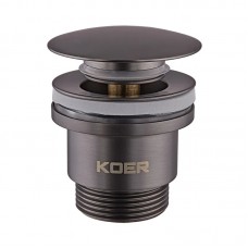 Донний клапан для умивальника Koer PW-01-07 1 1/4'' (кнопка) (Графіт) (KR3404)