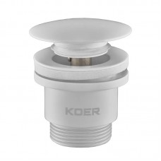 Донний клапан для умивальника Koer PW-01-03 1 1/4'' (кнопка) (Білий) (KR3402)