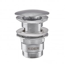 Донний клапан для умивальника з переливом Koer PW-03-01 1 1/4'' (кнопка) (Колір хром) (KR3394)