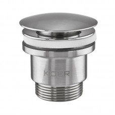 Донний клапан для умивальника Koer PW-01-02 1 1/4'' (кнопка) (Колір нерж) (KR3401)