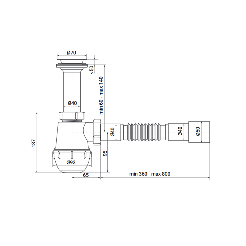 Сифон для кухні Zerix SK-01-A 1 1/2