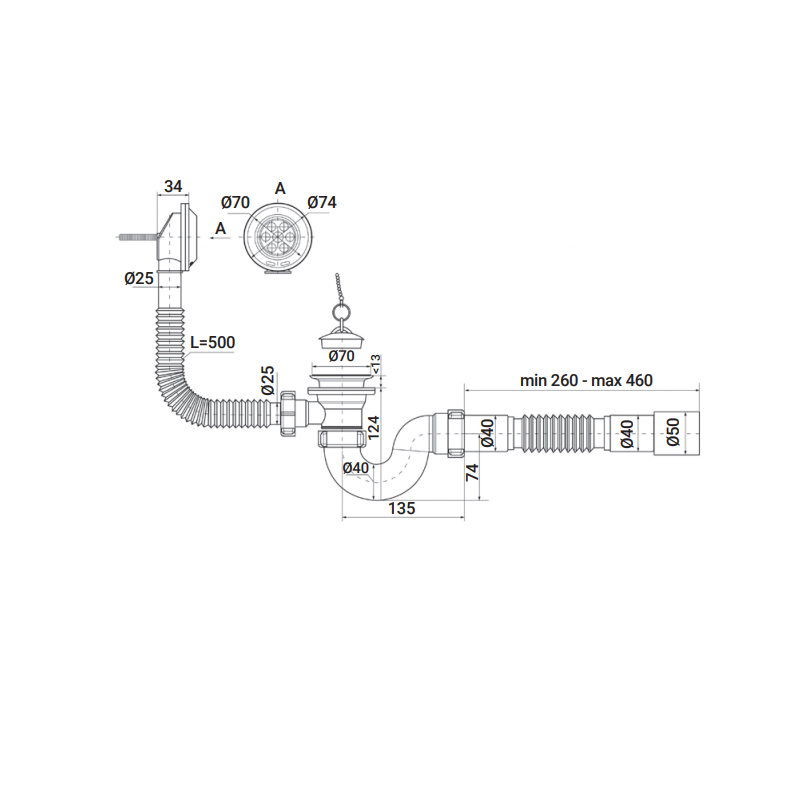 Сифон для ванної кімнати Zerix SV-01-A 1 1/2