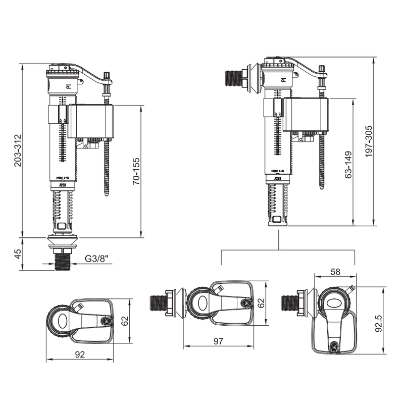Комплект арматури Koer KT-0301-3/8