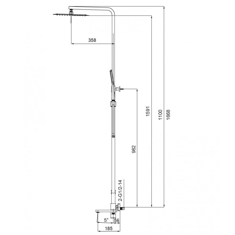 Душова колона із змішувачем Koer KB-56010-05 (Колір чорний) (KR3495)