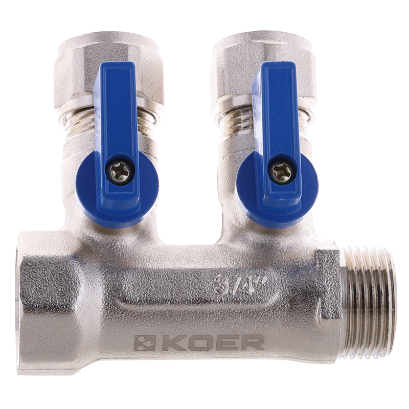 Колектор з кульовими кранами і фитингом Koer KR.1125-2 3/4