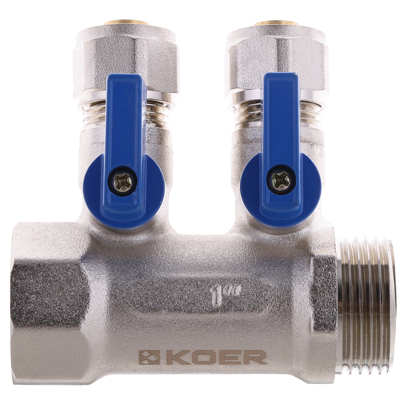 Колектор з кульовими кранами і фитингом Koer KR.1126-2 1