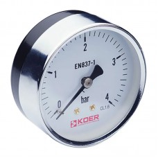 Манометр аксіальний (KOER KM.611A) (0-4 bar), D 63мм, 1/4''-1/2'' (KR0210)