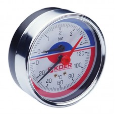 Термо-манометр аксіальний (KOER KM.812A) (0-4 bar), D 80мм, 1/4''-1/2'' (KR0221)