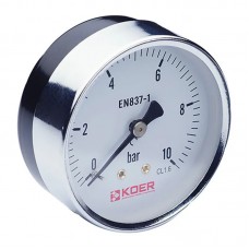 Манометр аксіальний (KOER KM.611A) (0-10 bar), D 63мм, 1/4''-1/2'' (KR0212)
