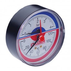 Термо-манометр аксіальний (KOER KM.802A) (0-4 bar), D 80мм, 1/4''-1/2'' (KR0222)