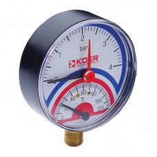 Термо-манометр радіальний (KOER KM.801R) (0-4 bar), D 80мм, 1/4''-1/2'' (KR0217)
