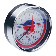 Термо-манометр аксіальний (KOER KM.812A) (0-6 bar), D 80мм, 1/4''-1/2'' (KR0220)