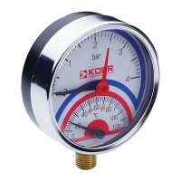 Термо-манометр радіальний (KOER KM.821R) (0-4 bar), D 80мм, 1/4''-1/2'' (KR0213)