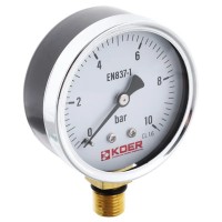 Манометр радіальний KOER KM.610R D 63мм (0-10 bar) 1/4''-1/2'' (KR2902)
