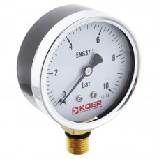 Манометр радіальний KOER KM.610R D 63мм (0-10 bar) 1/4''-1/2'' (KR2902)