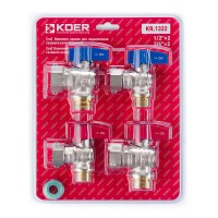 Комплект кранів для підключення газового котла Koer KR.1322 кутовий (1/2