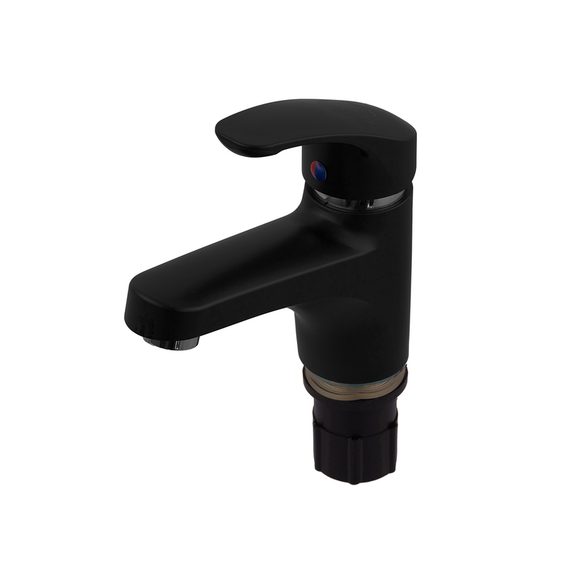 Змішувач для умивальника Plamix Fidel-001 SET Matte black (з підведенням) (PM0660)