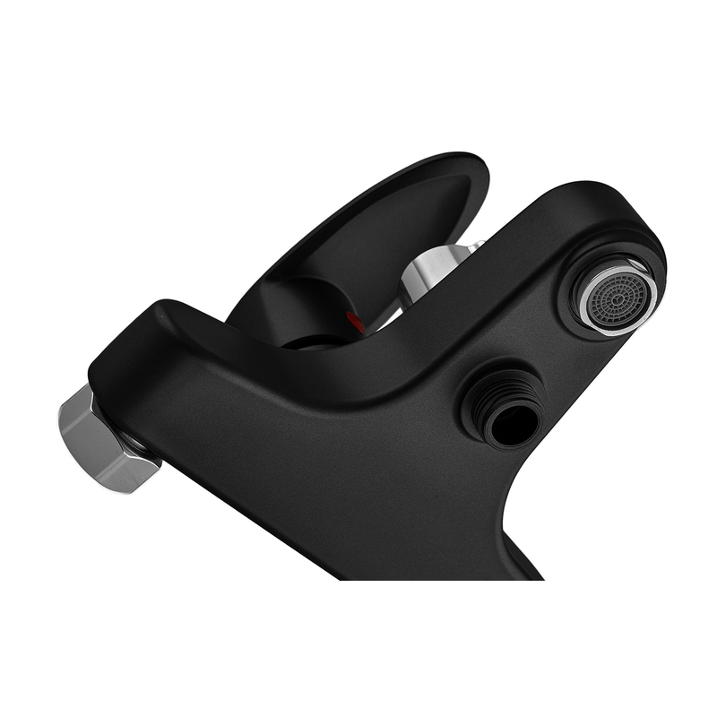 Змішувач для ванни Plamix CEZAR-009 EURO SET Matte black, зі шлангом, лійкою та кронштейном (PM0693