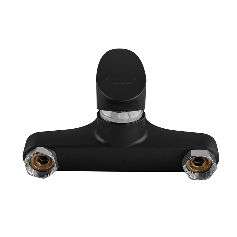 Змішувач для ванни Plamix CEZAR-009 EURO SET Matte black, зі шлангом, лійкою та кронштейном (PM0693