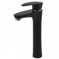 Змішувач для умивальника Plamix Cezar-001 HIGH SET Matte black (з підведенням) (PM0664)