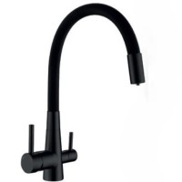 Смеситель для кухни Mixxus SUS-021 BLACK REFL.BLACK с силиконовым изливом, с выходом для питьевой в