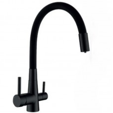 Змішувач для кухні Mixxus SUS-021 BLACK REFL.BLACK із силіконовим виливом, з виходом для питної вод
