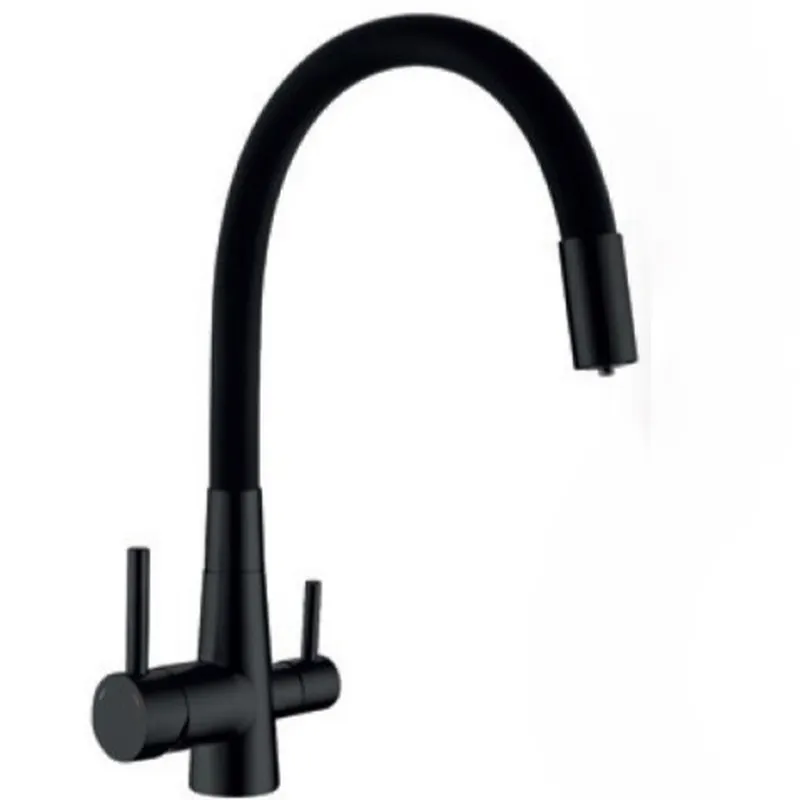 Змішувач для кухні Mixxus SUS-021 BLACK REFL.BLACK із силіконовим виливом, з виходом для питної вод