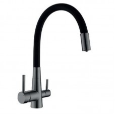 Смеситель для кухни Mixxus SUS-021 GRAPHITE REFL.BLACK с нерж.ст.SUS304 с вых.для пит.воды (MI6215)