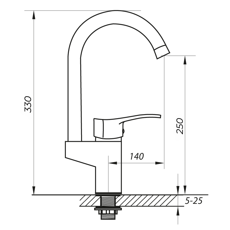 Змішувач для кухні Zerix VOX 181 (ZX0215)