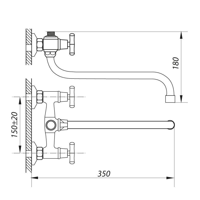 Змішувач для ванни Zerix JIK7 102-A (ZX0408)