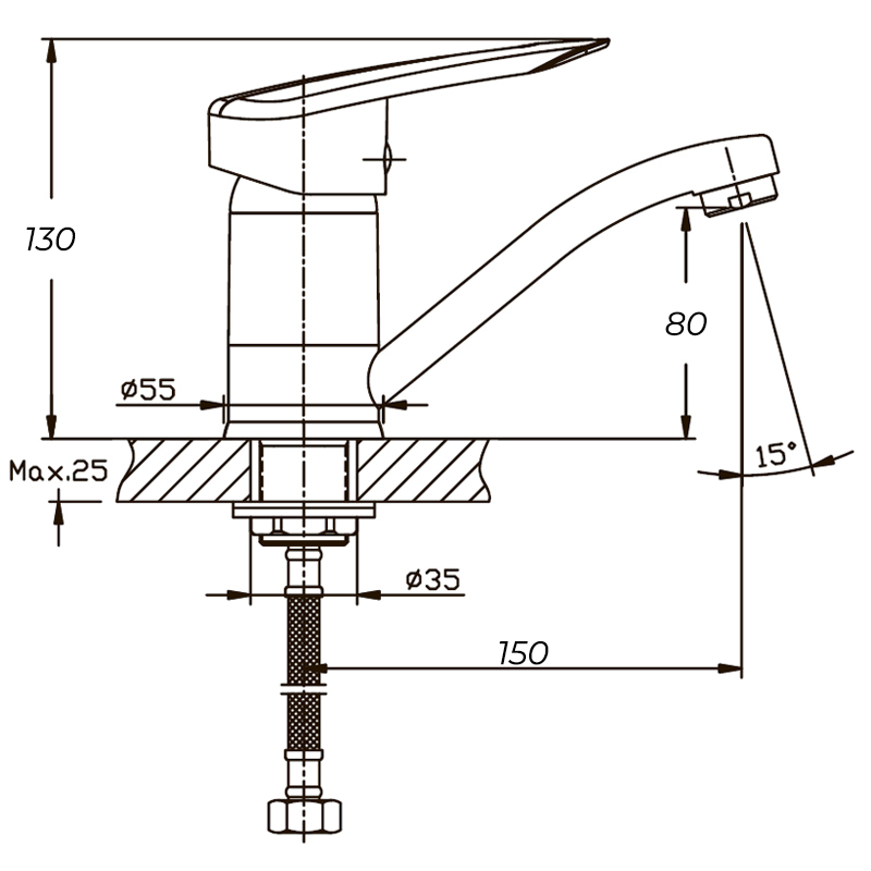 Змішувач для умивальника Haiba Disk 555 (вилив 15 см) (HB0058)