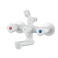 Смеситель для ванны PLAMIX OMEGA-142 EURO SET WHITE (со шлангом, лейкой и кронштейном) (MX9699)