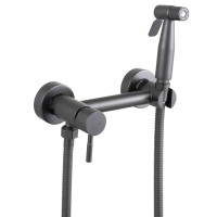 Смеситель настенный с гигиеническим душем Mixxus SUS-222 GRAPHITE из нержавеющей стали SUS304 (MX98